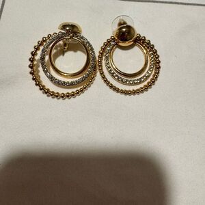 Elegant Gold and Crystal Hoop Earrings